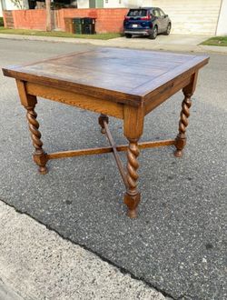 1900s antique barley twist spiral leg dining table with leafs