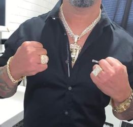 Chain and Bracelet 16MM Full Diamond 14k Gold Plated Doesn't Loses Color