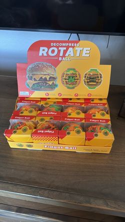 Burger Fidget Ball Decompress Rotate Toy – 12 Pack