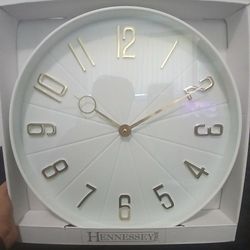 Hennessey, White And Gold Clock 