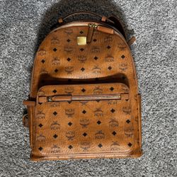 MCM Stark Classic Visetos Cognac  Brown Large Backpack Unisex