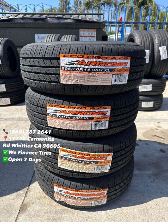 205/70R14 Arroyo A/S New Set of Tires Installed and Balanced Set de Llantas Nuevas Instaladas y Balanceadas