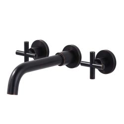 ouble Handle Wall Mounted Bathroom Faucet in Oil Rubbed