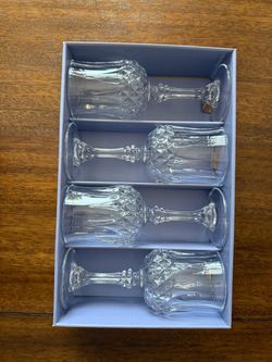 Set of 4 Crystal Cut Wine Glasses
