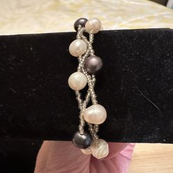 Real Fresh Water Pearl And Bead Bracelet 