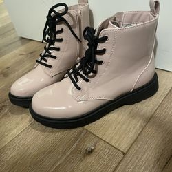 Pink Combat Boots Size 6.5 Or 4 Youth