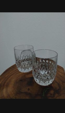 OLD FASHIONED CUT CRYSTAL WHISKEY GLASS SET OF 2 / 12 OZ