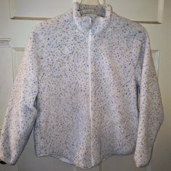 J Crew Womens Sherpa Speckle Fleece  Zip Up Size m 