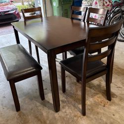 Dining Set (w/ Table, 4 Chairs + 1 bench) 