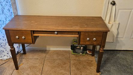 Wood Writing Desk with Drawers