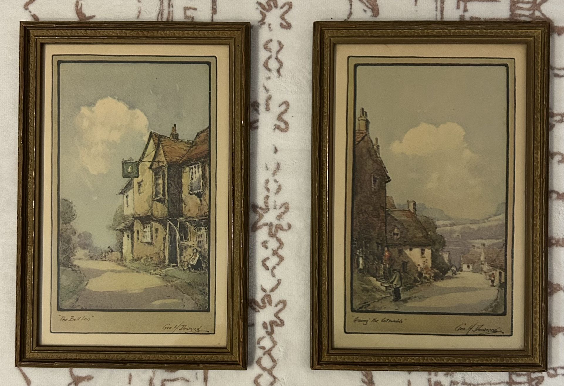 Pair of Vintage English Cottage Prints by Geo. Downing – Framed
