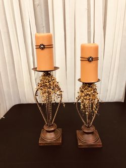 Metal candle holders and candles