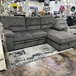 Tessaro Pull-Out Sleeper Sectional, Smoke Color