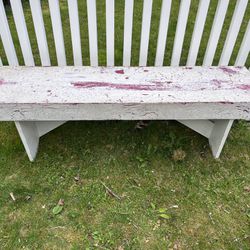 Wooden Bench Shabby Chic White Red Wood Seat 