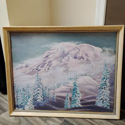 Mount Rainier In Winter Wall Art, 30"LX25"WX2"T, Wall Decor