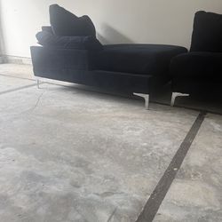 Black suede sofa