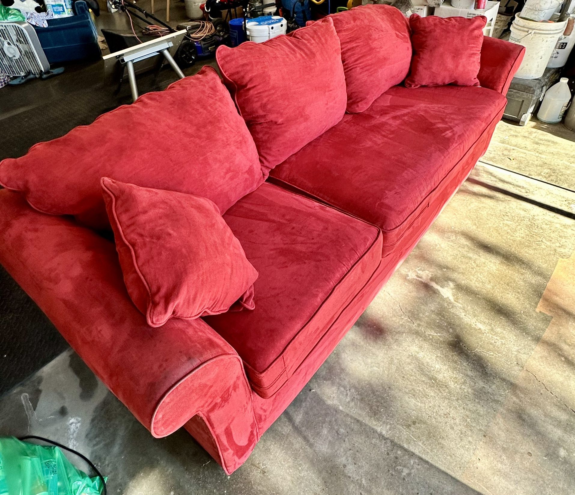 Xtra Deep Comfy Red Couch W/optional Ottoman