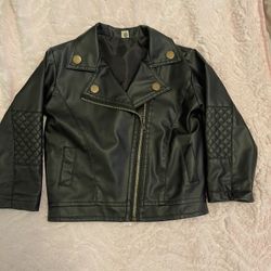 Little Girls Faux Leather Moto Jacket Size 4T