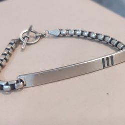 TSkies Silver Bracelet w/ Turquoise Inlay