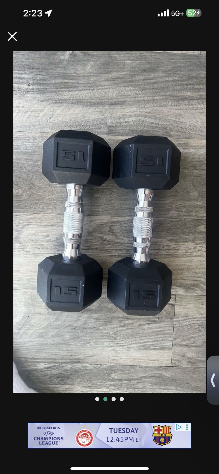 Set Of 15lb Dumbbells 