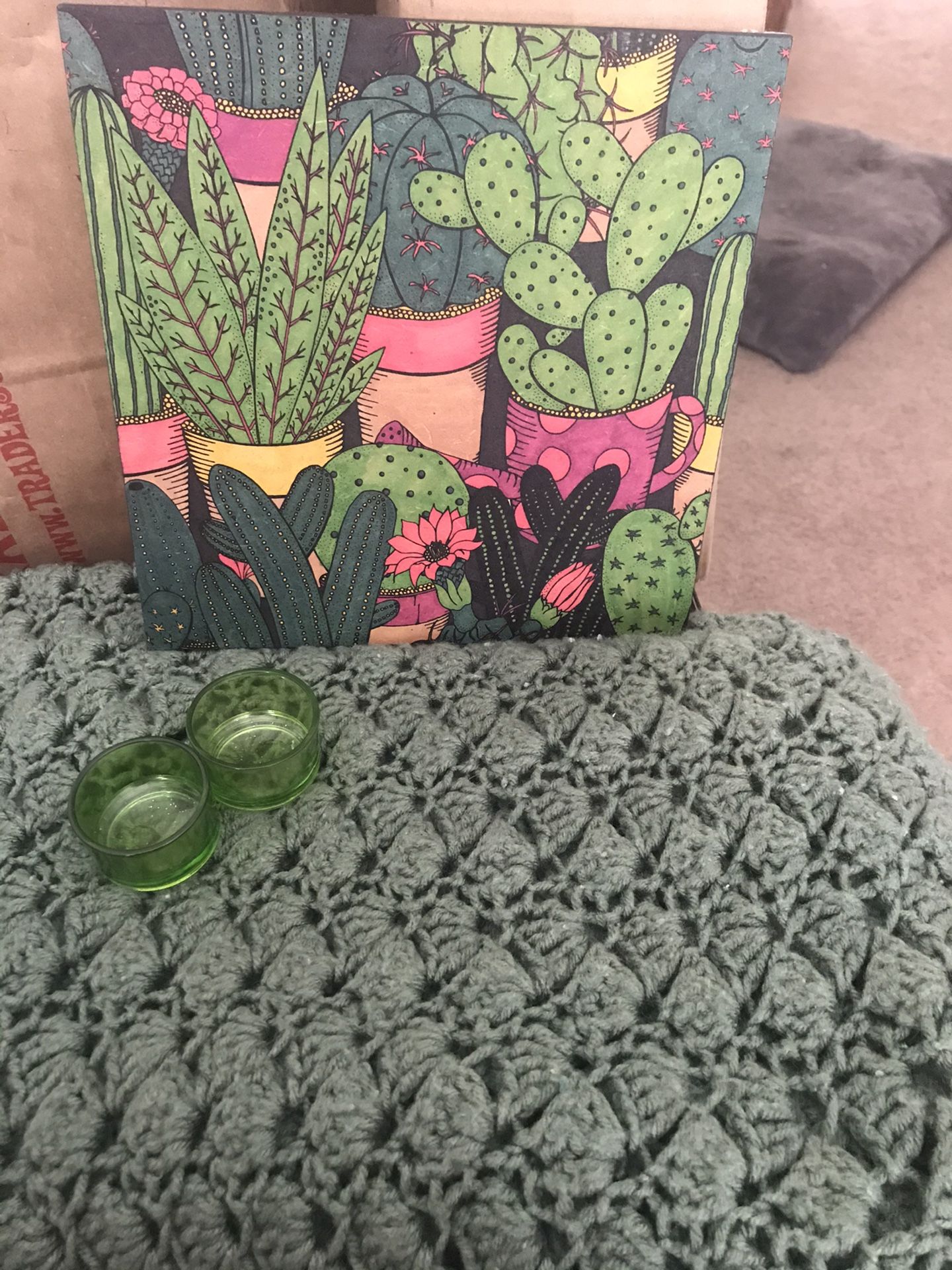 Cactus green pic and throw