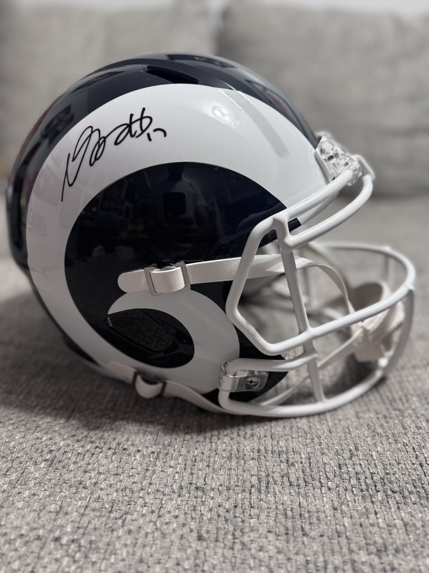 Davante Adams Signed LA Rams Full Size Replica White Horn Helmet Metabilia Coa