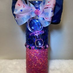 Gender Revel Vase|Decorated vase|Baby shower Gift|Pink and Blue vase|Flower vase