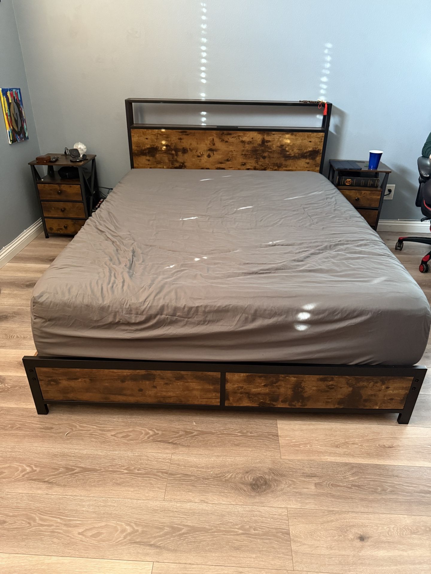 Brand New Queen Size Bed Frame With LED Lights And USB