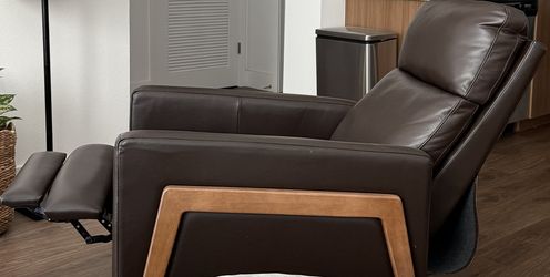 Brown/ Chocolate Leather Recliner Mid Century