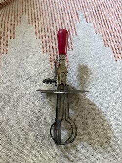 Vintage Manual Egg Beater, Metal, 10 Inch, Hand-Crank, Retro Style