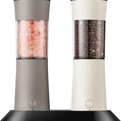 Gravity Electric Salt and Pepper Grinder Set – Rechargeable Pepper Mill with USB-C Charging Base, Dual LED Light, Automatic One-Handed Mill for Kitche