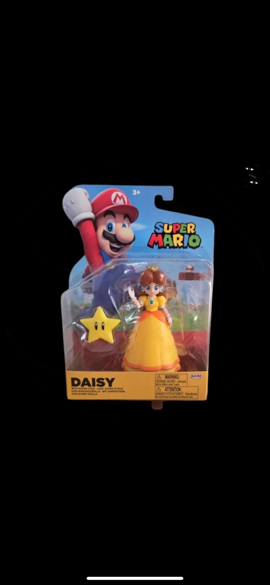 Super Mario PRINCESS DAISY 4" Figure w/ Star - Jakks Pacific 2024 Toy - NEW RARE