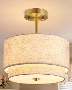 Linen gold ceiling light