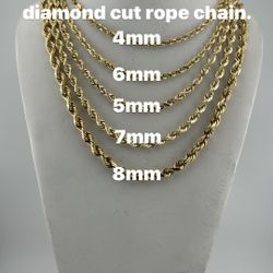 14K💯gold 4mm-8mm 24in diamond cut rope chain.