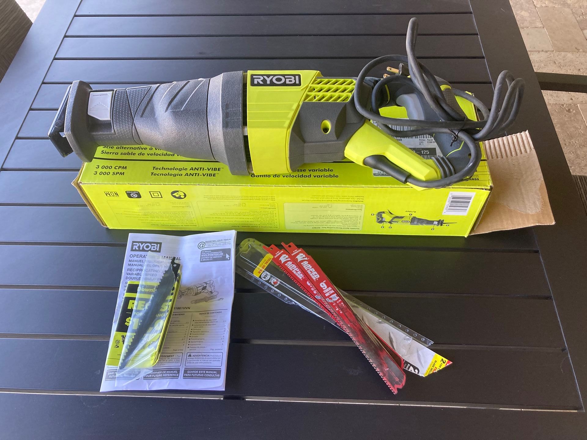 ryobi 12 amp corded reciprocating saw plus diablo metal cutting blades