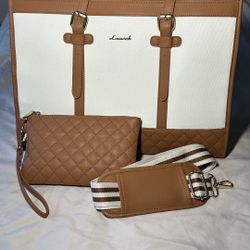 Women’s 15.6” Laptop Tote Bag – Large Capacity + Clutch