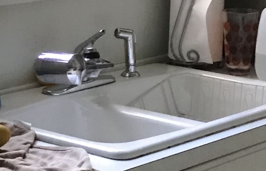 Double Kitchen Sink & Faucet - White