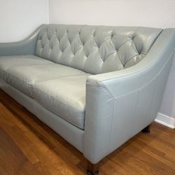 Genuine Leather  Sofa In Sea Foam Green Ready For Pick Up!  