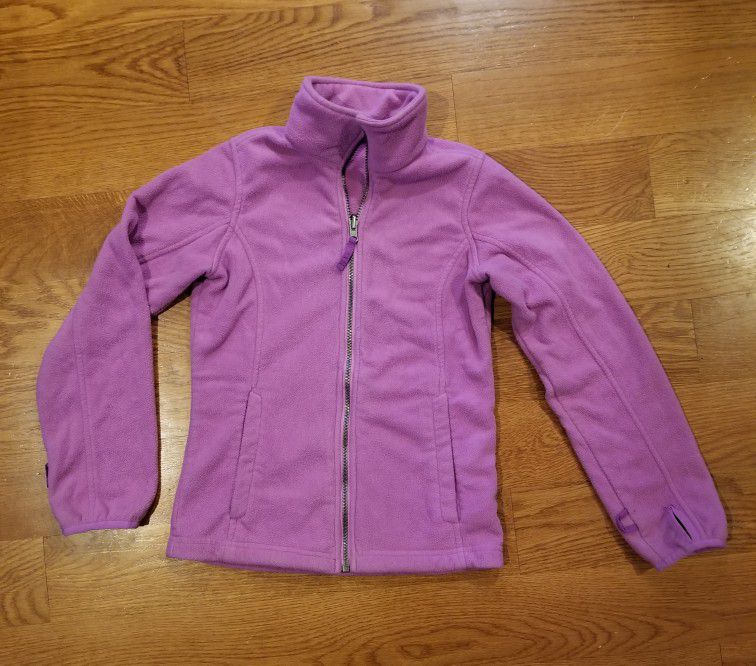 Lands End The Squall Kids Full Zip Fleece Purple Jacket Pockets Sz S 7/8