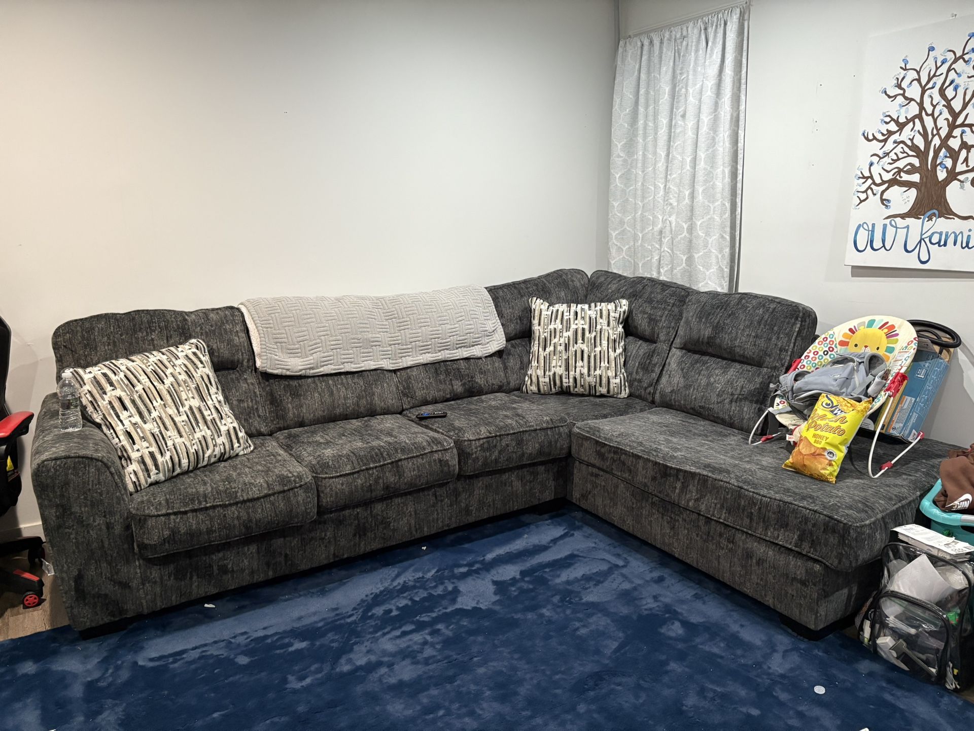 L Sectional Gray Couch
