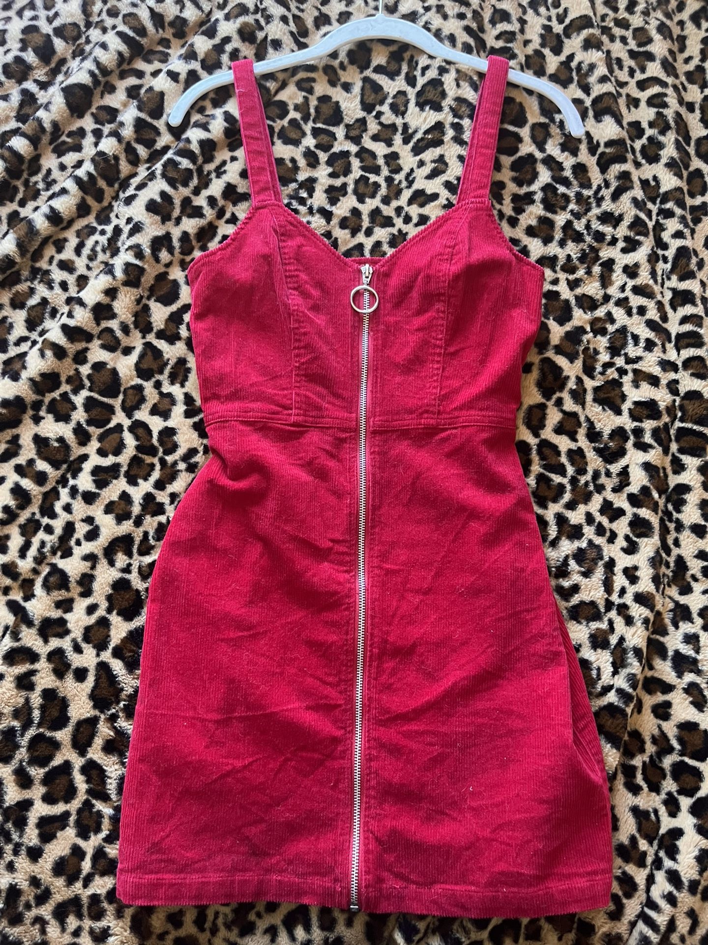 H&M Red Corduroy Mini Cocktail Dress