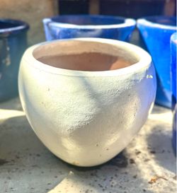 14" Round Cream Ceramic Planter – Neutral Modern Style