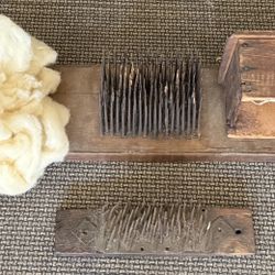 Large Antique Flax Hackle Hatchel Set - Primitive Linen Tools Large Antique Flax Hackle Hatchel Set Primitive Linen Tools Spikes