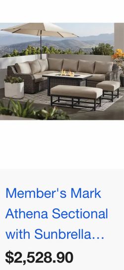 Member's Mark Athena Sectional with Sintered Stone Top and Sunbrella Fabric, 7pc