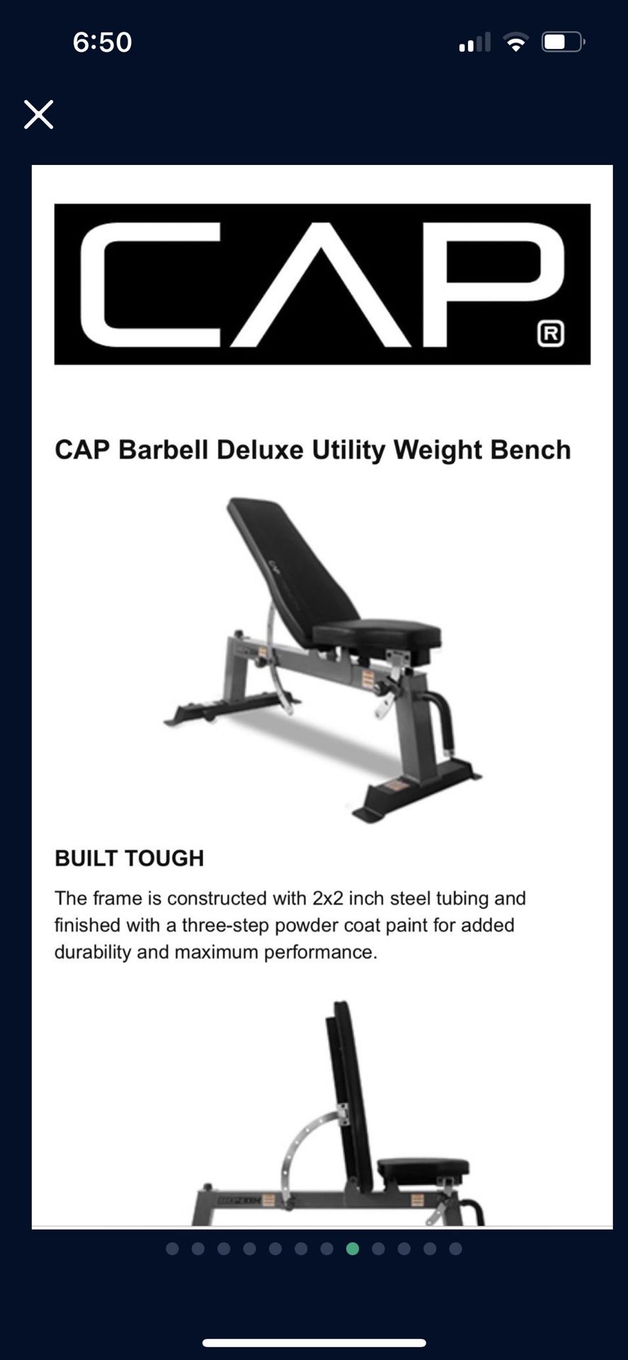 Weight Bench CAP Strength Deluxe Exercise Training Workout for Sale in