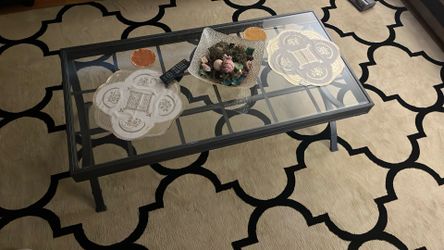 3 Set glass-top coffee table Metal