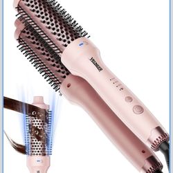 Thermal Brush for Blowout Look, 1.5 Inch Heated Round Brush with 2× Negative Ions Release for Less Frizzy, Dual Voltage Heated Curling Brush for Trave