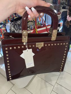 Shiny Patent Red Wine Bag 