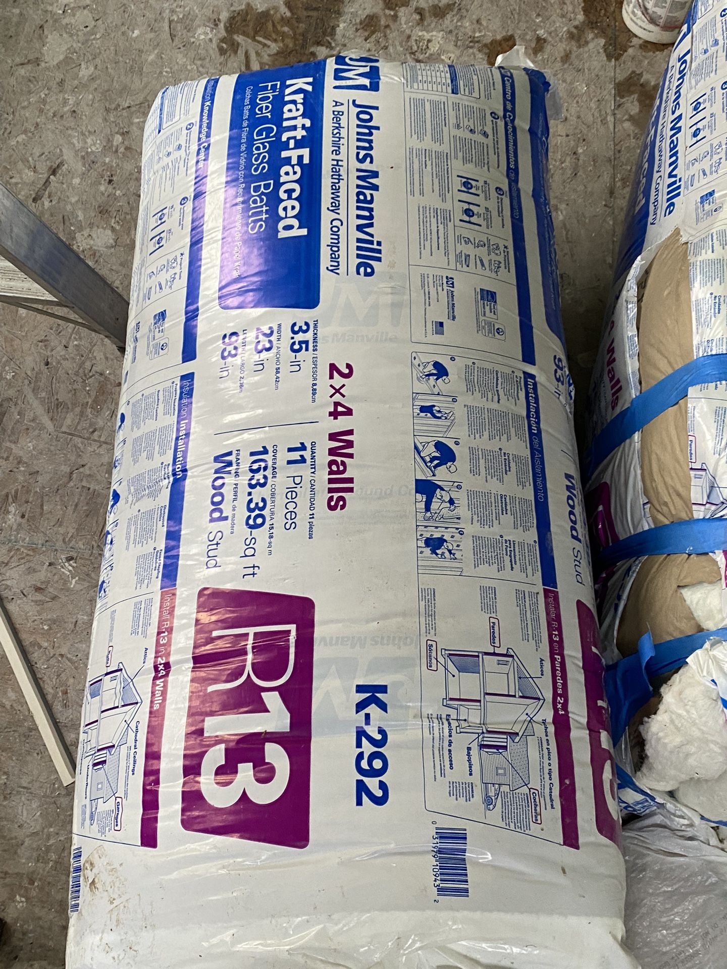 R13 Insulation 14 Fiber glass batts (2 Bags)