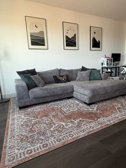 Oversized Gray Corduroy Sectional